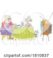 Cartoon Clipart Grandma Taking Her Blood Pressure
