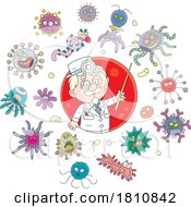 Poster, Art Print Of Cartoon Clipart Doctor With Germs And Viruses