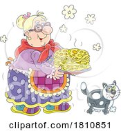 Cartoon Clipart Grandma Serving Crepes Or Pancakes