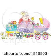 Cartoon Clipart Grandma Sitting With A Baby Carriage