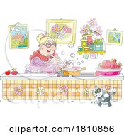 04/20/2024 - Cartoon Clipart Grandma Cooking Cherries