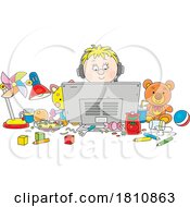 Poster, Art Print Of Cartoon Clipart Boy Using A Computer