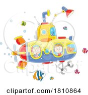 Poster, Art Print Of Cartoon Clipart Kids In A Submarine