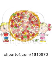 Poster, Art Print Of Cartoon Clipart Kids With Pizza