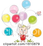 Poster, Art Print Of Cartoon Clipart Piglet With Balloons