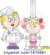 Cartoon Clipart Girl Getting Measured By A Doctor Or Nurse