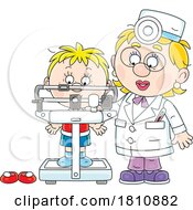 Poster, Art Print Of Cartoon Clipart Boy Getting Weighed By A Doctor Or Nurse