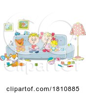 Cartoon Clipart Kids Reading On A Couch
