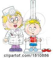 Poster, Art Print Of Cartoon Clipart Boy Getting Measured By A Doctor Or Nurse