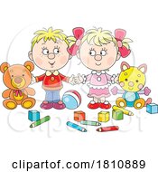 Poster, Art Print Of Cartoon Clipart Kids With Toys