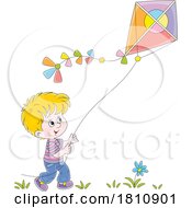 Poster, Art Print Of Cartoon Clipart Boy Flying A Kite