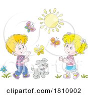 04/20/2024 - Cartoon Clipart Kids Chasing Butterflies