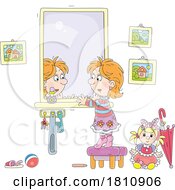 Poster, Art Print Of Cartoon Clipart Girl Looking In A Mirror