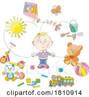 Poster, Art Print Of Cartoon Clipart Boy With Toys