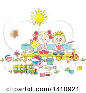 Poster, Art Print Of Cartoon Clipart Kids Reading On A Bench