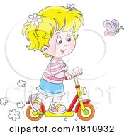 Poster, Art Print Of Cartoon Clipart Girl Riding A Kick Scooter