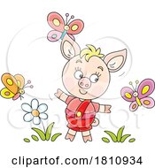 04/20/2024 - Cartoon Clipart Piglet With Butterflies