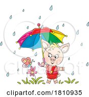 Cartoon Clipart Piglet In A Spring Shower