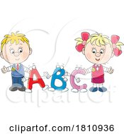 Cartoon Clipart Students With Alphabet Letters