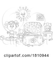 Poster, Art Print Of Cartoon Clipart Girl Playing In Her Room