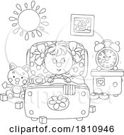 Poster, Art Print Of Cartoon Clipart Girl Sitting In Bed
