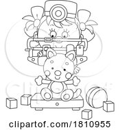 Poster, Art Print Of Cartoon Clipart Girl Playing Nurse And Weighing Her Toy