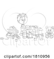 Poster, Art Print Of Cartoon Clipart Boy Playing With Blocks