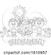 04/22/2024 - Cartoon Clipart Kids With School Blocks