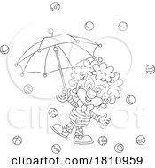 Poster, Art Print Of Cartoon Clipart Party Clown With An Umbrella And Balls