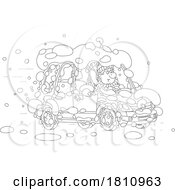 Poster, Art Print Of Cartoon Clipart Chubby Man Driving Fast In The Snow