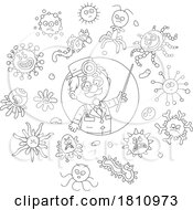 Cartoon Clipart Doctor With Germs And Viruses