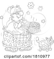 Poster, Art Print Of Cartoon Clipart Grandma Serving Crepes Or Pancakes