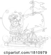 Poster, Art Print Of Cartoon Clipart Pirate On A Raft