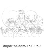 Poster, Art Print Of Cartoon Clipart Grandma Sitting With A Baby Carriage
