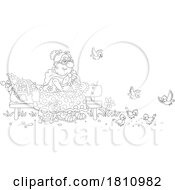 Cartoon Clipart Grandma Feeding Birds