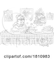 Cartoon Clipart Grandma Cooking Cherries