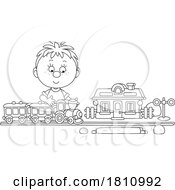 Poster, Art Print Of Cartoon Clipart Boy Playing With A Train