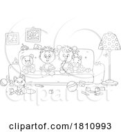 Cartoon Clipart Kids Reading On A Couch