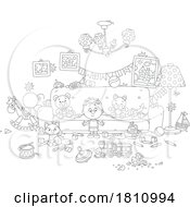 Cartoon Clipart Boy With Toys In A Living Room