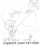 Poster, Art Print Of Cartoon Clipart Boy Flying A Kite