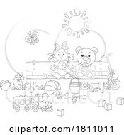 Poster, Art Print Of Cartoon Clipart Toys On A Bench