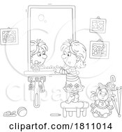 Cartoon Clipart Girl Looking In A Mirror