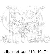 04/23/2024 - Cartoon Clipart Girl Sitting In A Window With Her Doll
