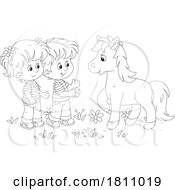 Poster, Art Print Of Cartoon Clipart Kids With A Pony