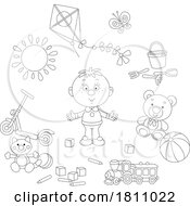 Poster, Art Print Of Cartoon Clipart Boy With Toys