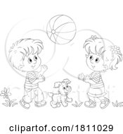 Poster, Art Print Of Cartoon Clipart Kids Playing Ball