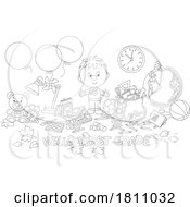 Cartoon Clipart Student with Hello First Grade Text by Alex Bannykh #COLLC1811032-0056