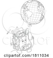 Cartoon Clipart Backpack Mascot with a Globe Balloon by Alex Bannykh #COLLC1811034-0056