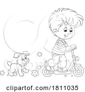 Cartoon Clipart Boy Riding a Kick Scooter by Alex Bannykh #COLLC1811035-0056