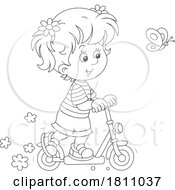 Poster, Art Print Of Cartoon Clipart Girl Riding A Kick Scooter